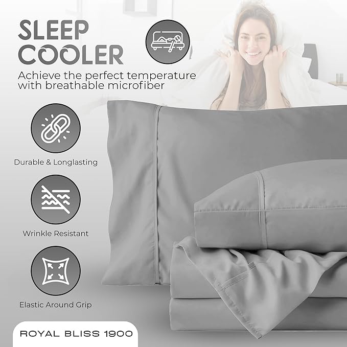 Queen Sheet Set - 4 Piece Double Brushed Queen Size Deep Pocket Bedding - Tan Cooling Sheets