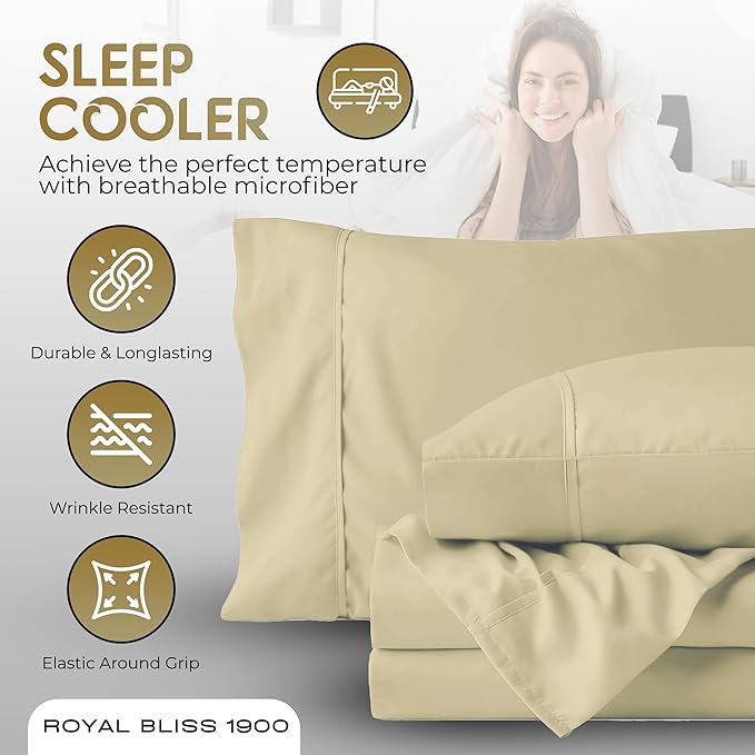 Split Top Queen Sheets for Adjustable Bed, 4-Pcs 36'' Flat, 1 Fitted Sheet & 2 Pillowcase – 16 Inch Deep Pocket, Egyptian Quality Wrinkle-Free Top Split Queen Sheets Set