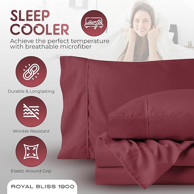 Split King Sheets Set with 2 Twin XL Fitted Sheet - 5 Piece Bedding - Wrinkle Free, Fade Resistant, Double Brushed Microfiber - Deep Pockets/Easy Fit