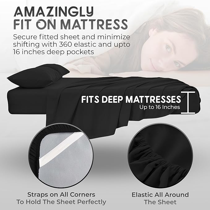 Top Split California King - 4 Pcs Set - Cal King Split Top Deep Pocket Sheet Set - Split Top California King Sheets Sets for Adjustable Bed - Double Brushed Microfiber