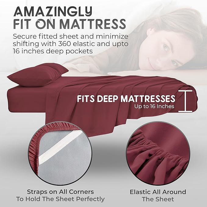 Split King Sheets Set with 2 Twin XL Fitted Sheet - 5 Piece Bedding - Wrinkle Free, Fade Resistant, Double Brushed Microfiber - Deep Pockets/Easy Fit