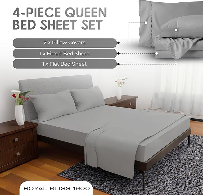 Queen Sheet Set - 4 Piece Double Brushed Queen Size Deep Pocket Bedding - Tan Cooling Sheets
