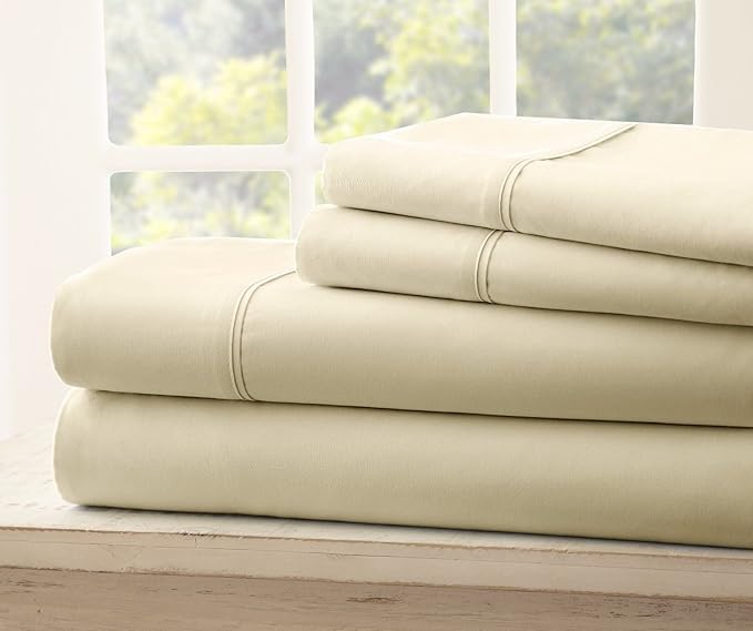 Twin XL Sheets - 3 Pcs Double Brushed Microfiber Cooling Set, Deep Pocket