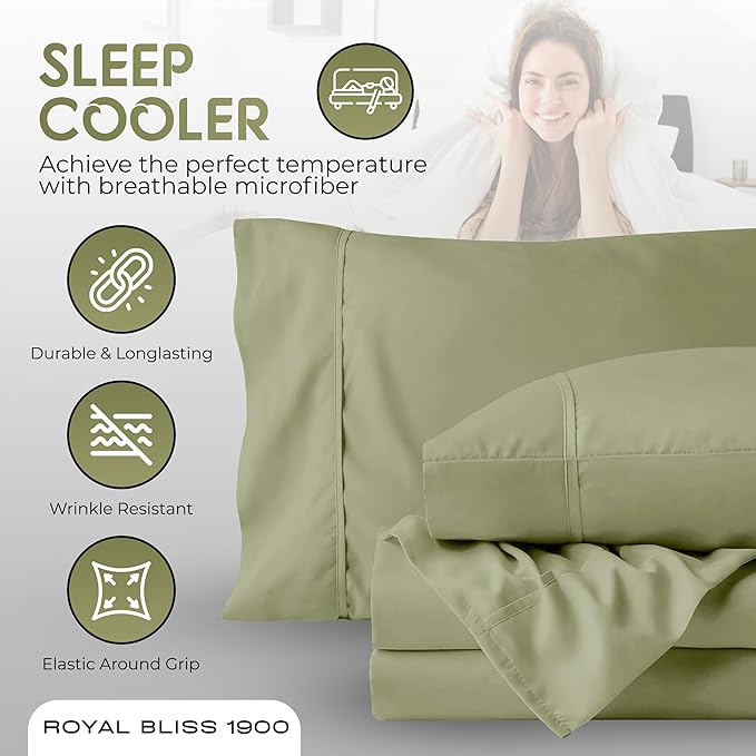 King Size Sheets - 4 Piece Bedding, Wrinkle Free, Cooling, Deep Pocket, King Size Bedding