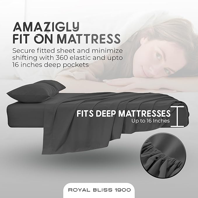 Full Size Bed Sheets – 4Pcs Bed Sheets Full Size Set, Deep Pocket, Double Brushed Microfiber, Fade Resistant, Soft & Breathable for Cozy and Comfortable Sleep