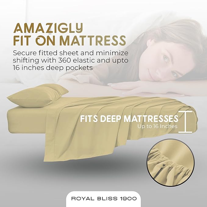 Split Top Queen Sheets for Adjustable Bed, 4-Pcs 36'' Flat, 1 Fitted Sheet & 2 Pillowcase – 16 Inch Deep Pocket, Egyptian Quality Wrinkle-Free Top Split Queen Sheets Set