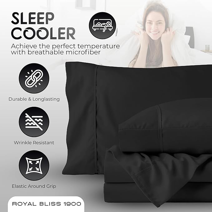 Top Split California King - 4 Pcs Set - Cal King Split Top Deep Pocket Sheet Set - Split Top California King Sheets Sets for Adjustable Bed - Double Brushed Microfiber