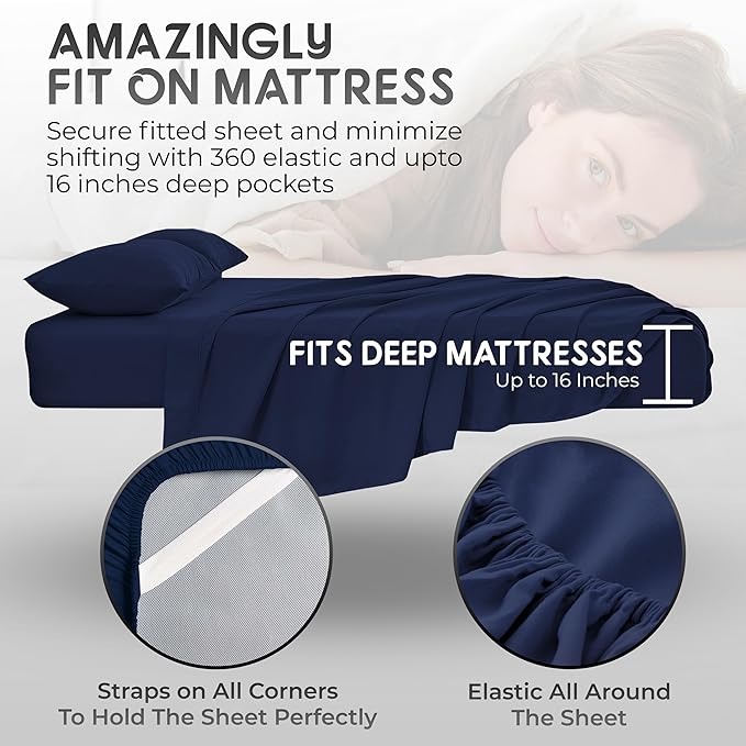 Twin Bed Set - 3Pc Set - Deep Pockets - Cooling Twin Size Sheets - Soft and Smooth Bed Sheet - Perfect Bedding for Any Bedroom