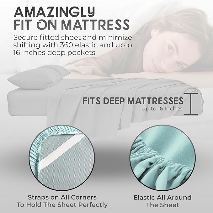 California King Sheet Sets – 4Pcs Cal King Bedding Set, Deep Pocket, Double Brushed Microfiber, Fade Resistant, Soft & Breathable Bed Sheets for Ultimate Comfort