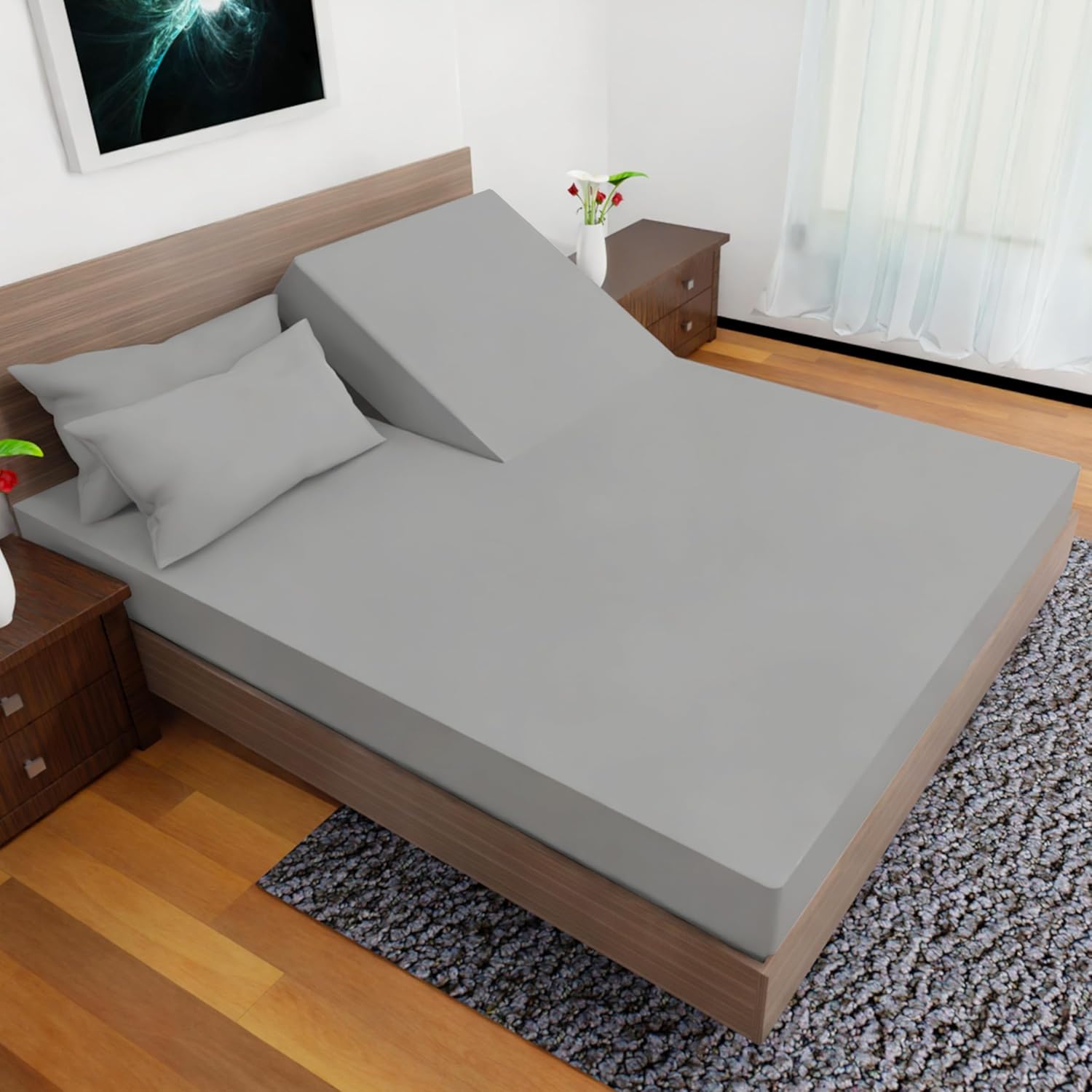 Top Split Flex Head King Size Sheet Set - Egyptian Quality Ultra-Soft Bed Sheets | Double Brushed | Deep Pockets- Easy Fit - 4 Piece Set- Fade Resistant