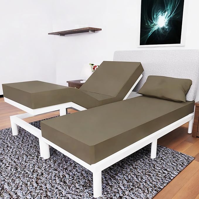 Split California King Sheets Sets - 5 Pcs Set - Cal King Split Adjustable Bed Sheets -Split California King Sheets Sets for Adjustable Bed -Split Cal King Sheets